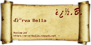 Árva Bella névjegykártya